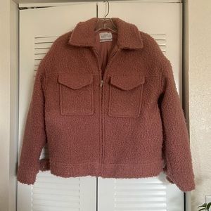 Urban outfitters pink teddy oversized jacket S